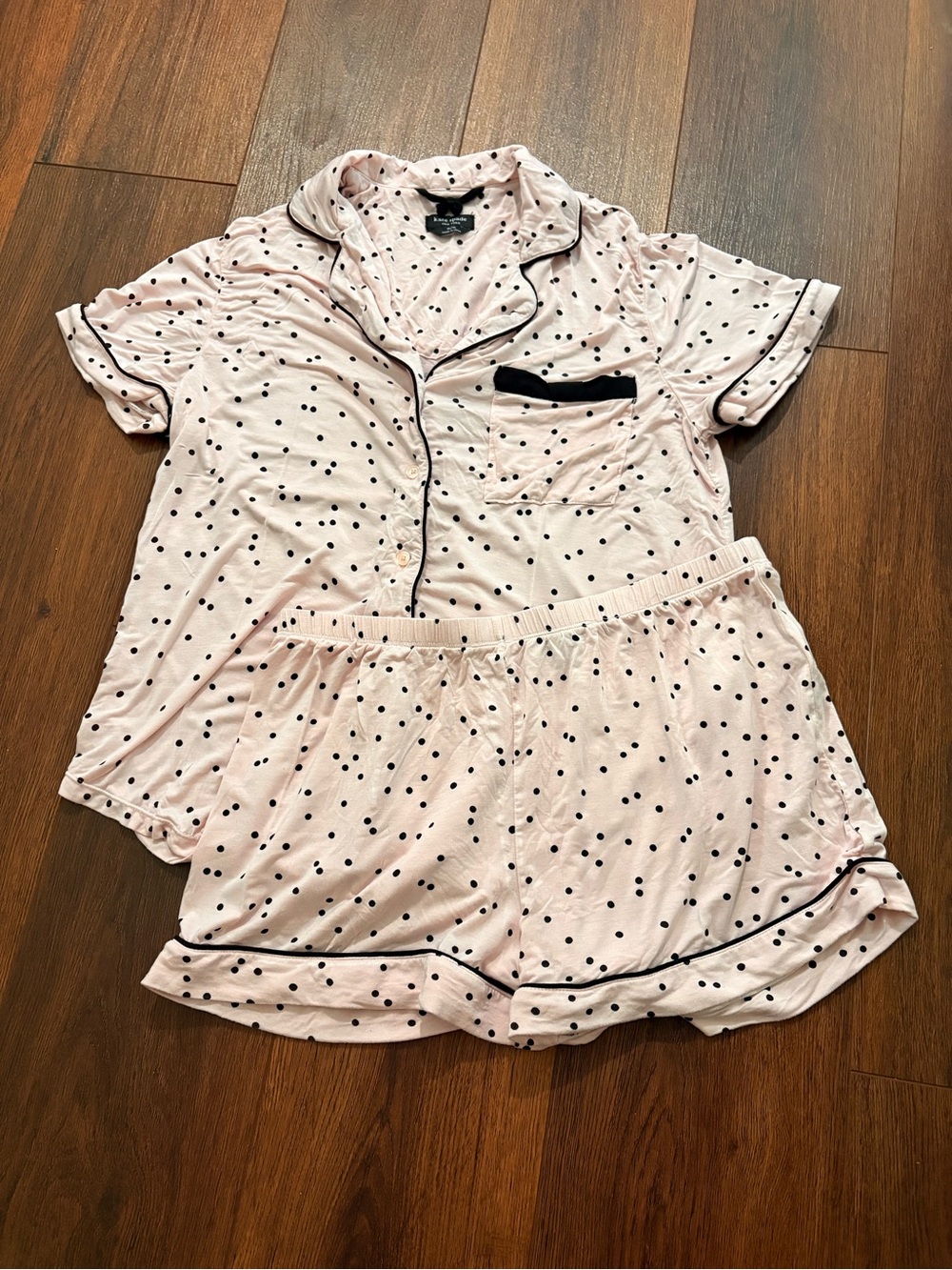 kate spade Pink Polka Dot Pajama Top with Black Accents